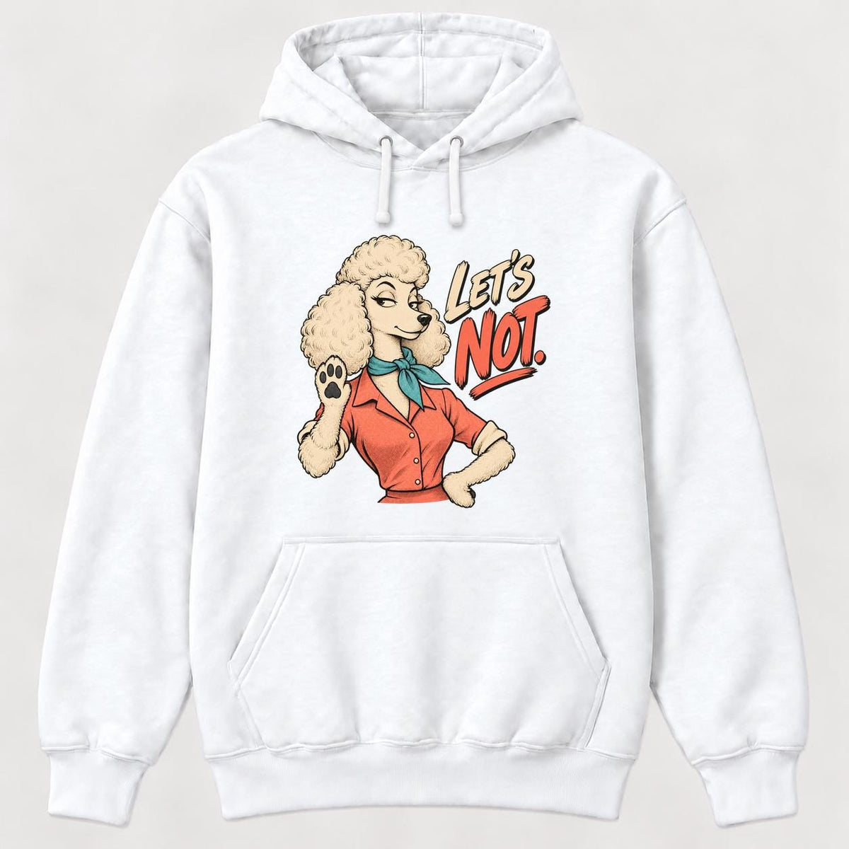 Lets Not Retro Comic Poodle — garment mockup or size chart