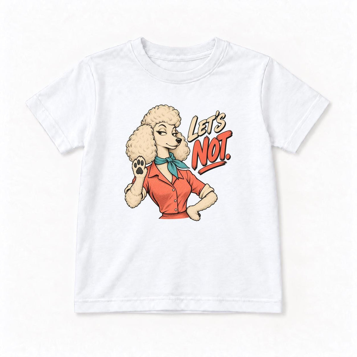 Lets Not Retro Comic Poodle — garment mockup or size chart