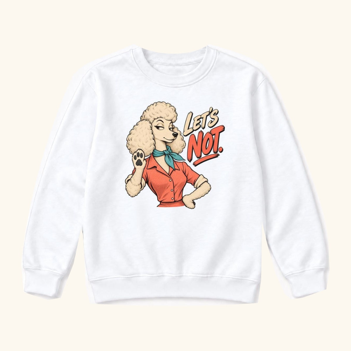 Lets Not Retro Comic Poodle — garment mockup or size chart
