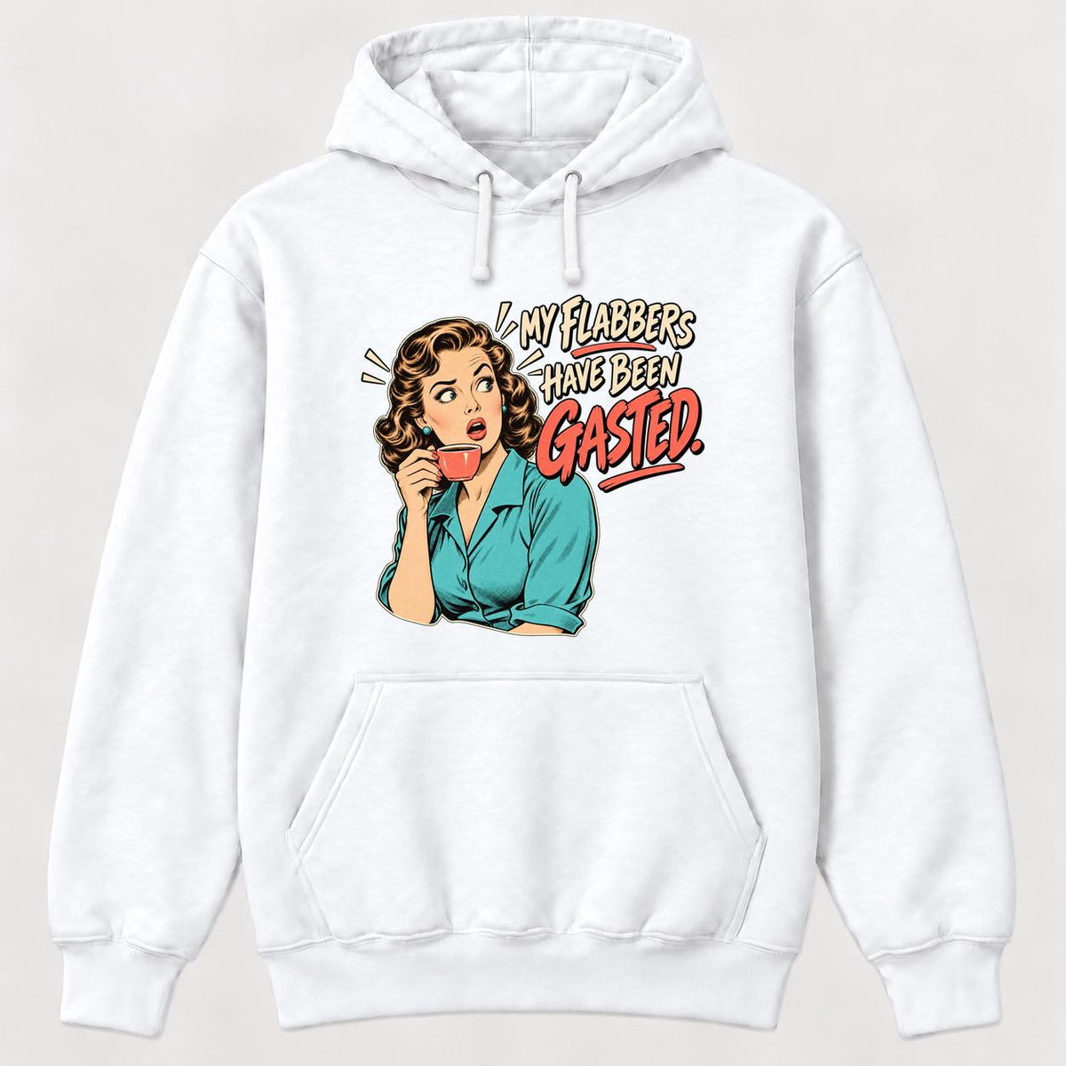 My Flabbers Have Been Gasted Retro Woman — garment mockup or size chart