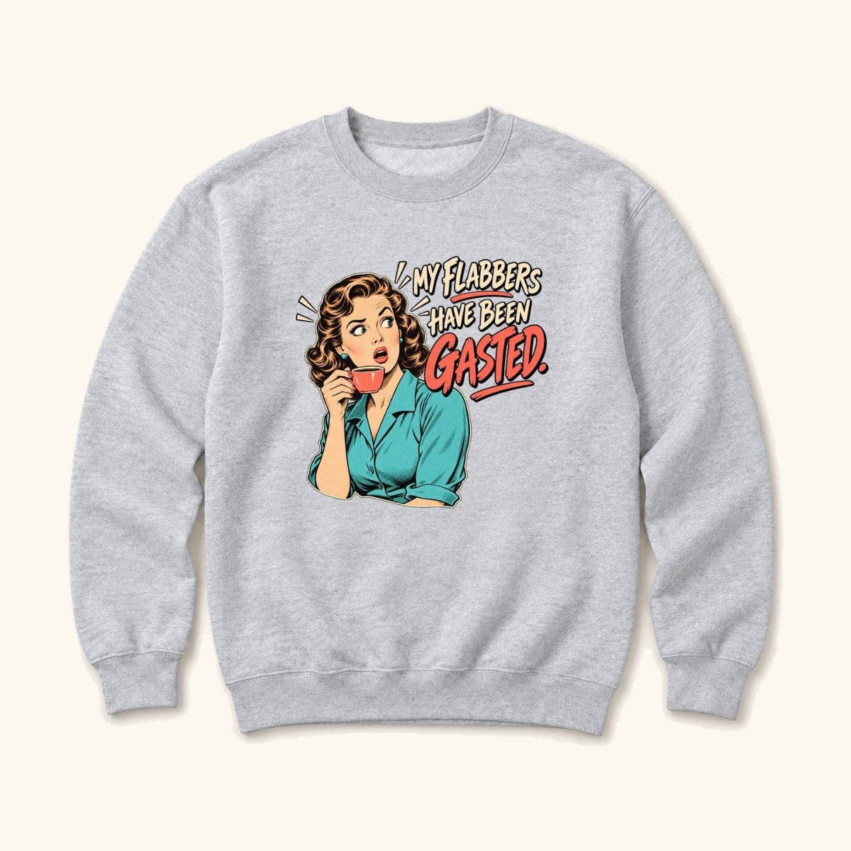 My Flabbers Have Been Gasted Retro Woman — garment mockup or size chart
