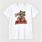Please Elaborate Retro Comic Raccoon — garment mockup or size chart