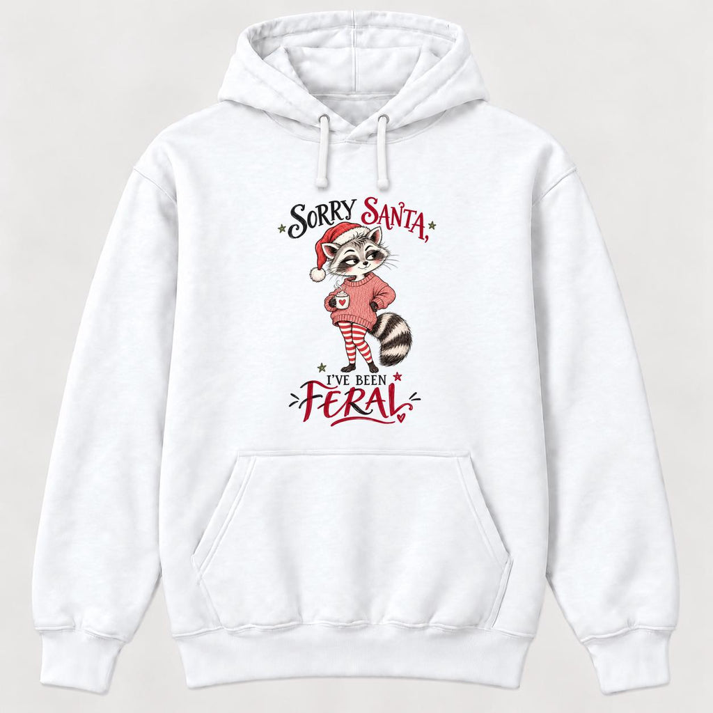 Sorry Santa Ive Been Feral Blush Sweater Raccoon — garment mockup or size chart