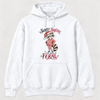 Sorry Santa Ive Been Feral Blush Sweater Raccoon — garment mockup or size chart