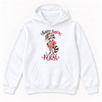 Sorry Santa Ive Been Feral Blush Sweater Raccoon — garment mockup or size chart