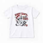 Sorry Santa Ive Been Feral Line Art Raccoon — garment mockup or size chart