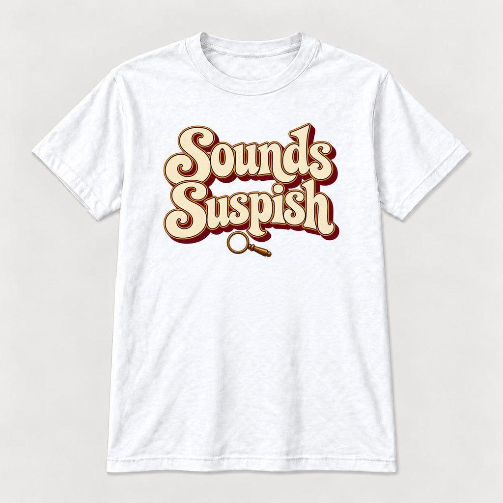 Sounds Suspish Retro Lettering — garment mockup or size chart