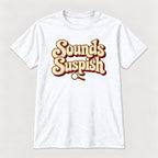 Sounds Suspish Retro Lettering — garment mockup or size chart