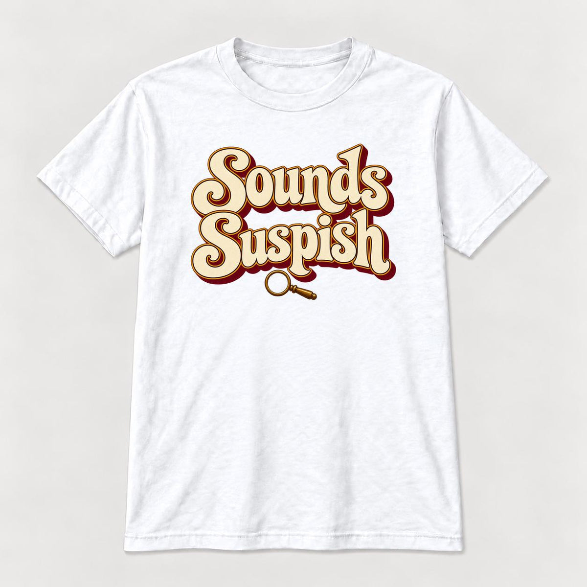 Sounds Suspish Retro Lettering — garment mockup or size chart