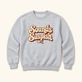 Sounds Suspish Retro Lettering — garment mockup or size chart