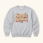Sounds Suspish Retro Lettering — garment mockup or size chart