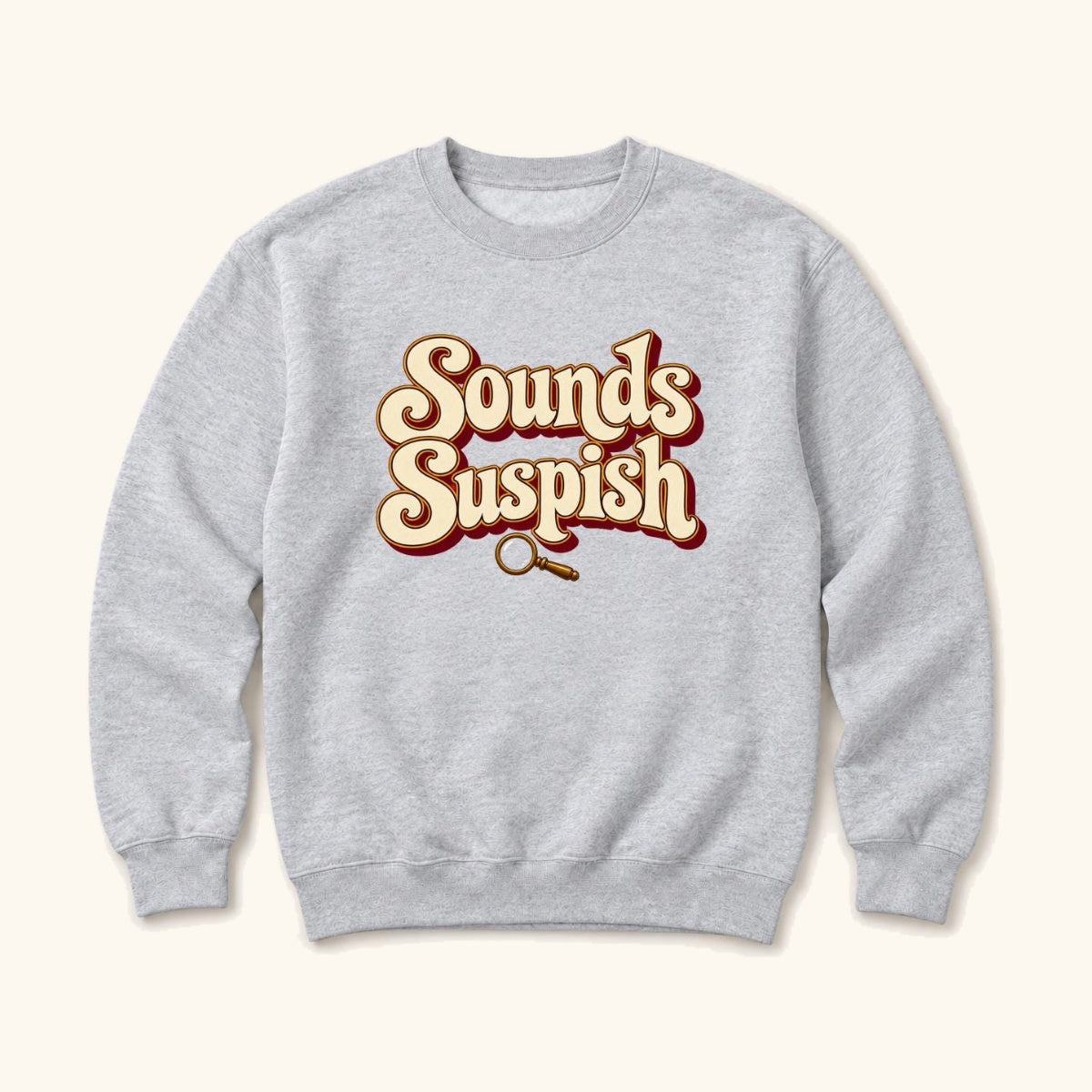 Sounds Suspish Retro Lettering — garment mockup or size chart