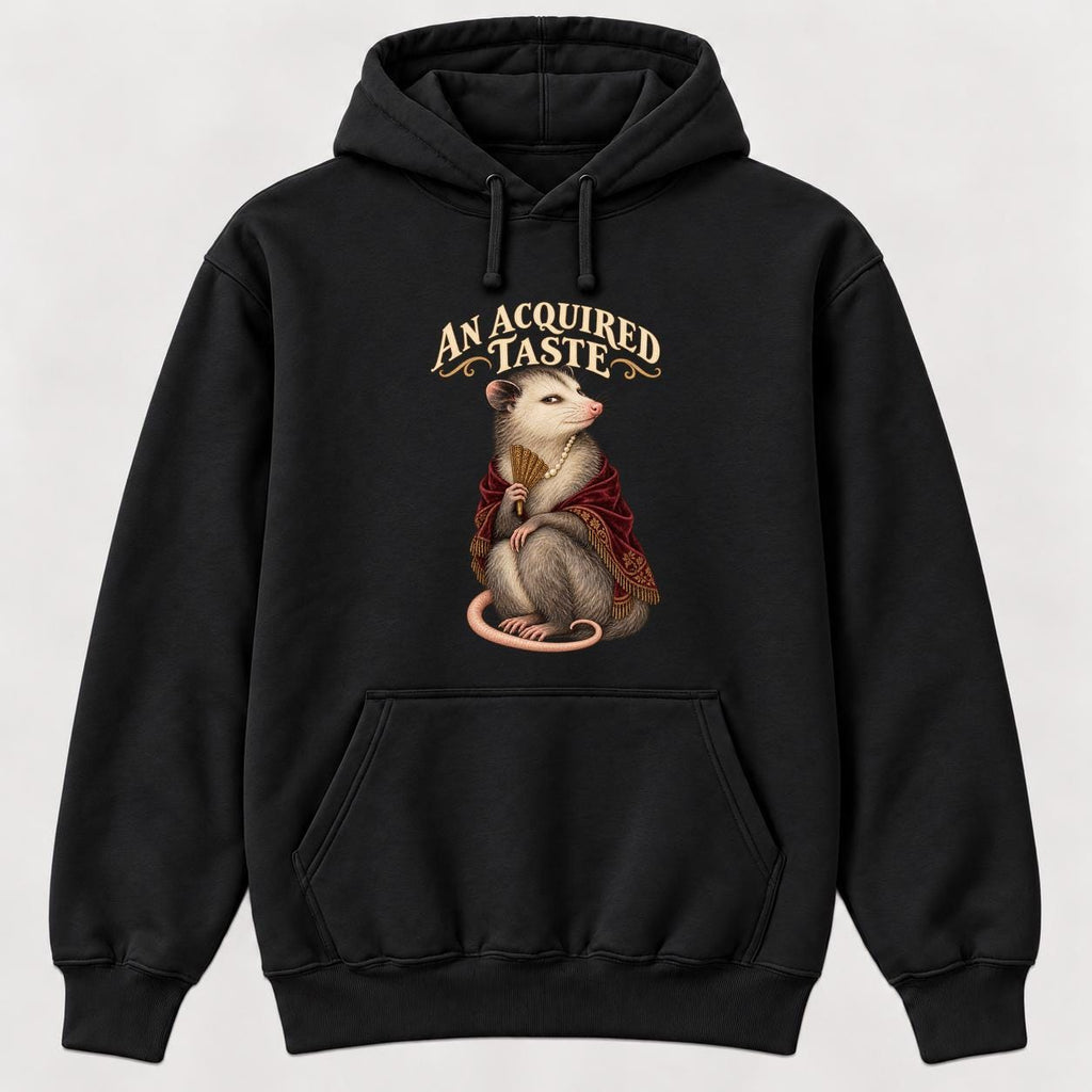An Acquired Taste Storybook Possum Black — garment mockup or size chart