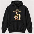 I Came With Concerns Storybook Goose Black — garment mockup or size chart