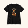 I Have My Suspicions Storybook Fox Black — garment mockup or size chart