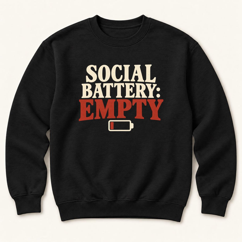 Social Battery: Empty — garment mockup or size chart