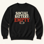 Social Battery: Empty — garment mockup or size chart
