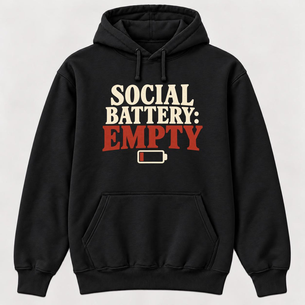 Social Battery: Empty — garment mockup or size chart