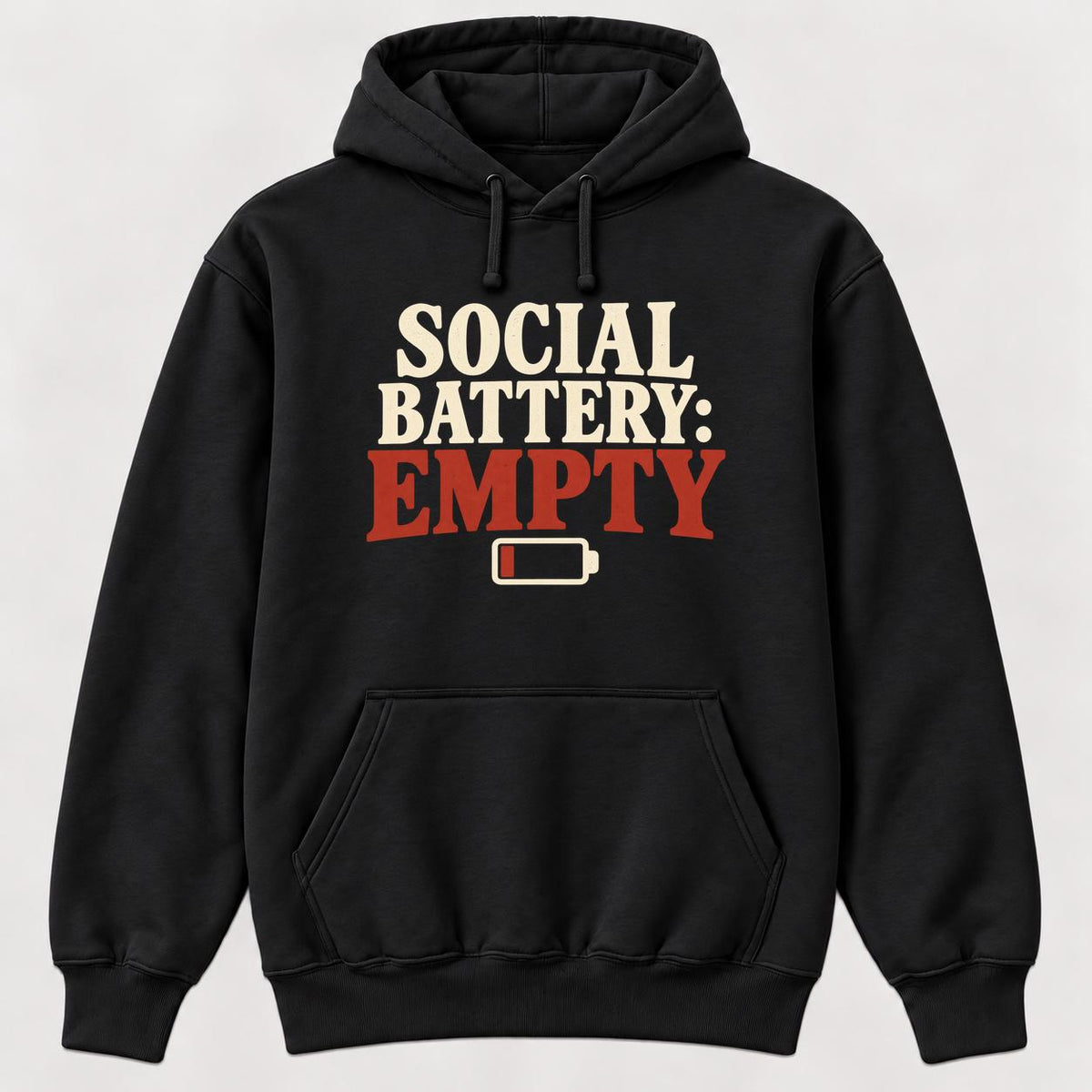 Social Battery: Empty — garment mockup or size chart