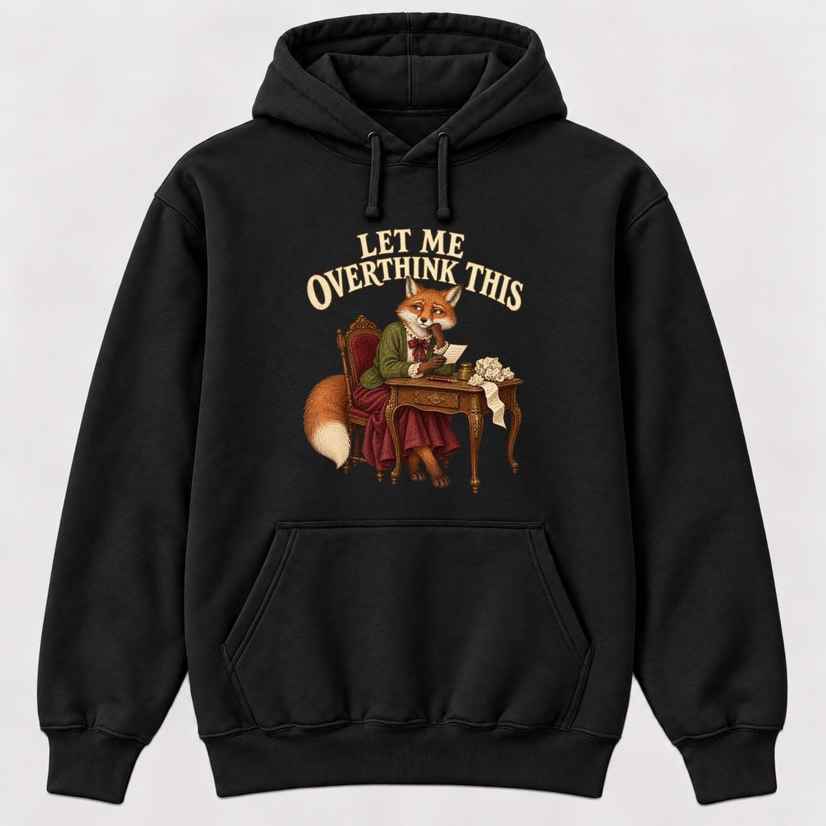 Let Me Overthink This Storybook Fox — garment mockup or size chart