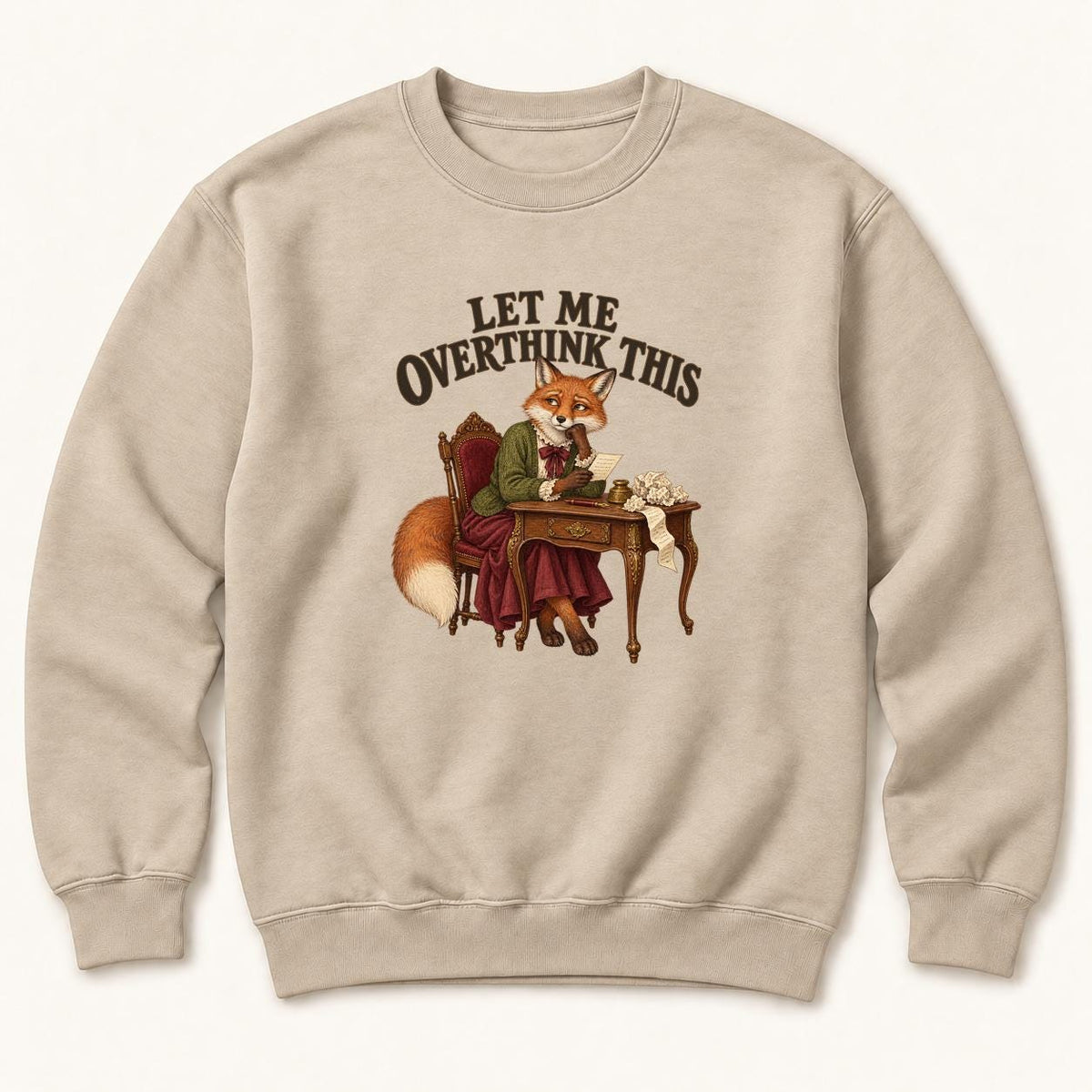 Let Me Overthink This Storybook Fox — garment mockup or size chart