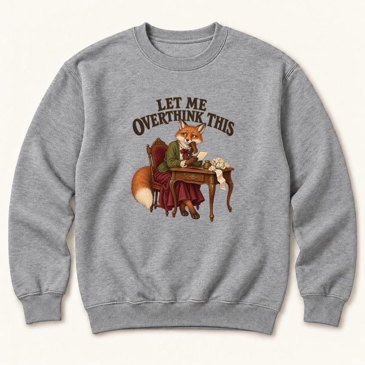 Let Me Overthink This Storybook Fox — garment mockup or size chart