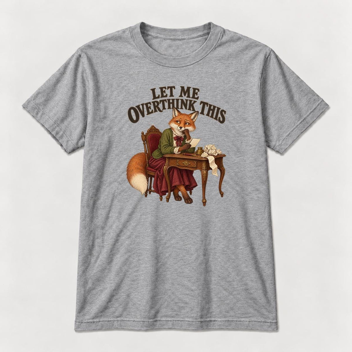 Let Me Overthink This Storybook Fox — garment mockup or size chart