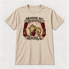 Minding My Business Poorly Storybook Frogs — garment mockup or size chart