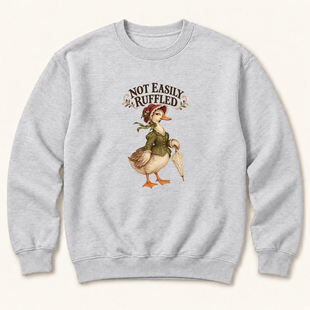 Not Easily Ruffled Storybook Duck — garment mockup or size chart