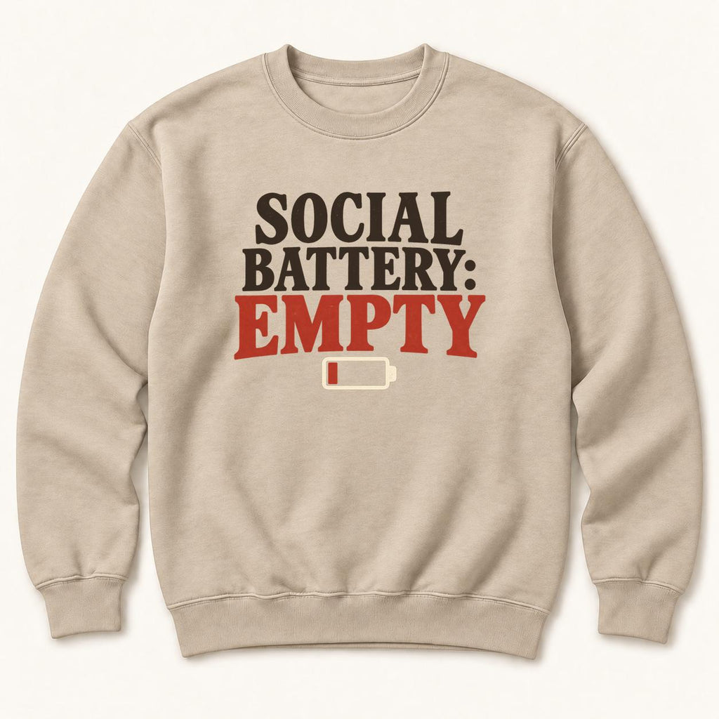 Social Battery: Empty — garment mockup or size chart