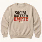 Social Battery: Empty — garment mockup or size chart