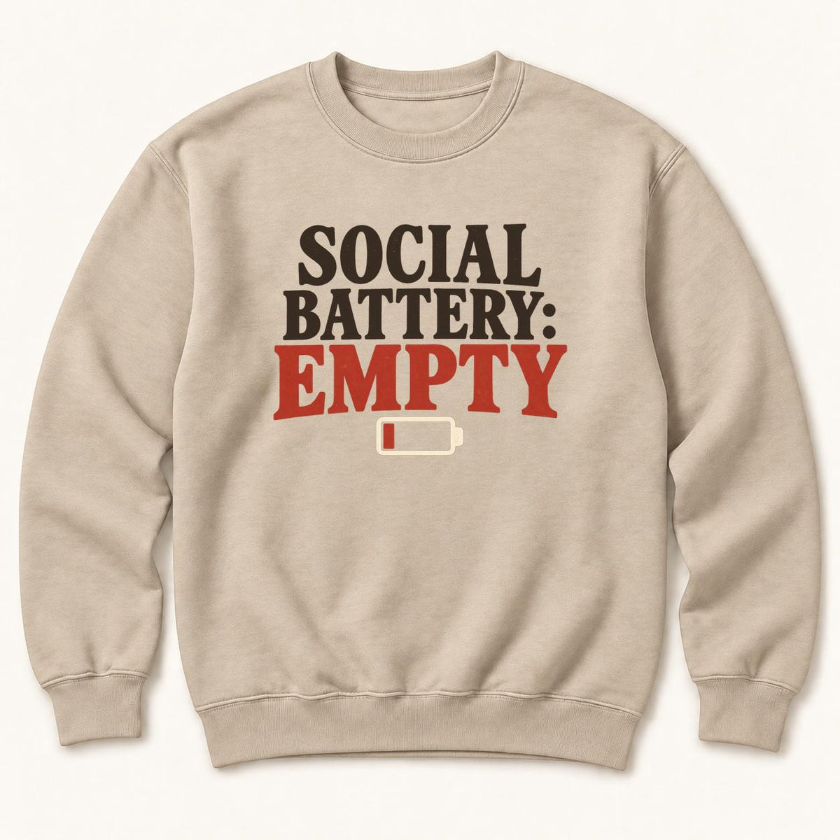 Social Battery: Empty — garment mockup or size chart