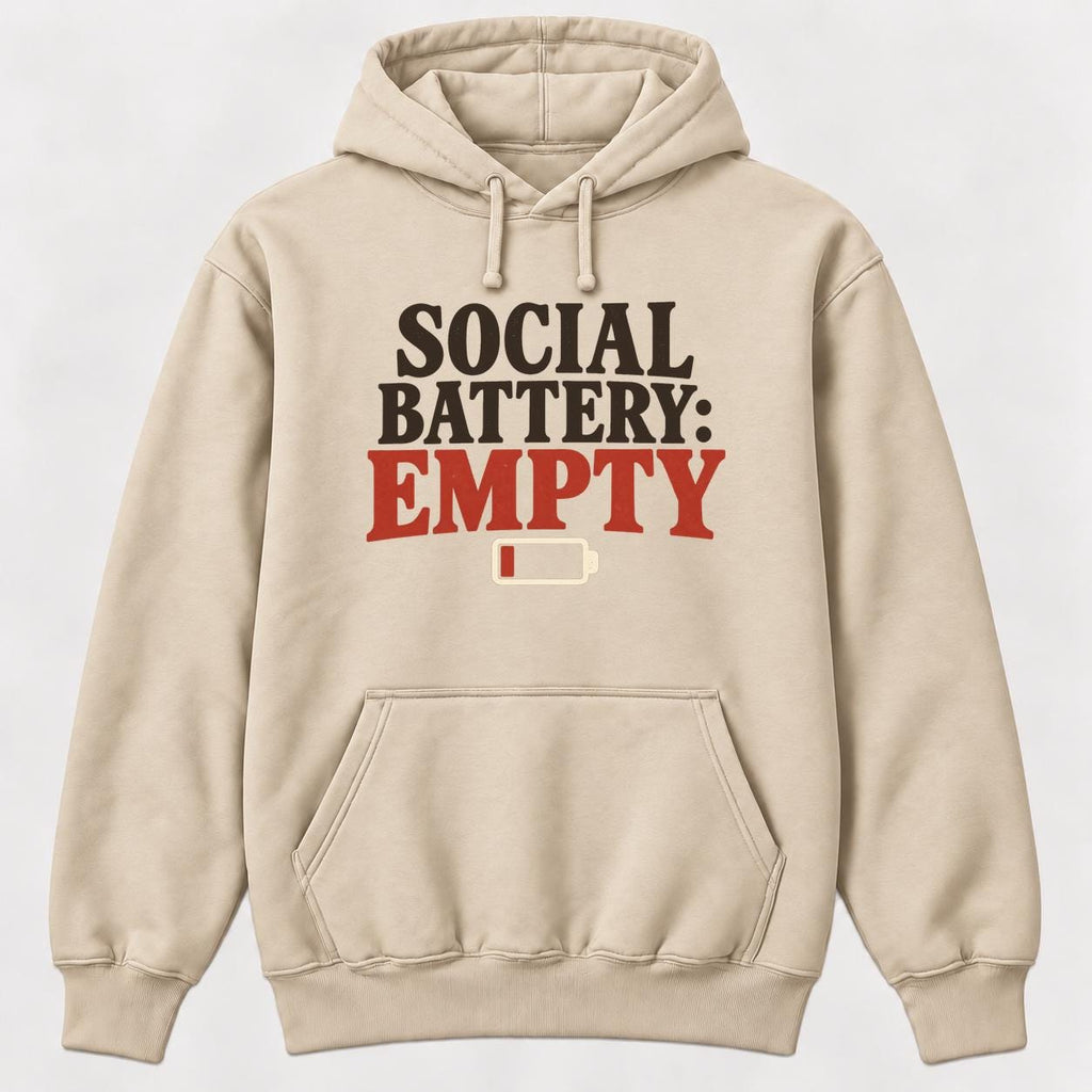 Social Battery: Empty — garment mockup or size chart