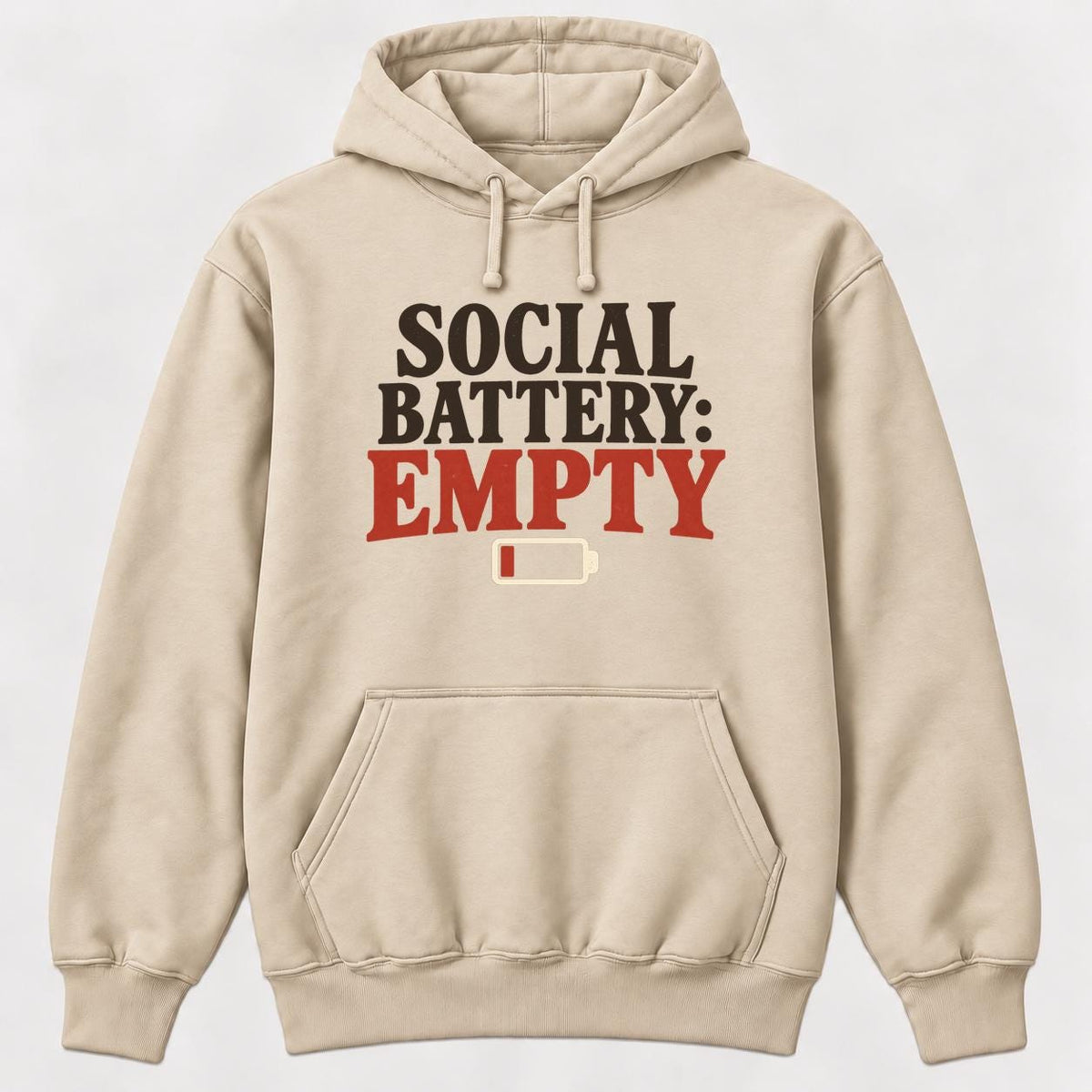 Social Battery: Empty — garment mockup or size chart
