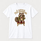 A Little Too Invested Raccoon — garment mockup or size chart