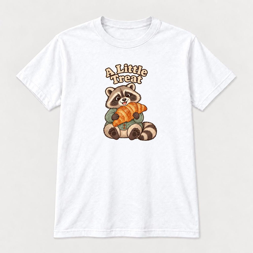 A Little Treat Raccoon — garment mockup or size chart