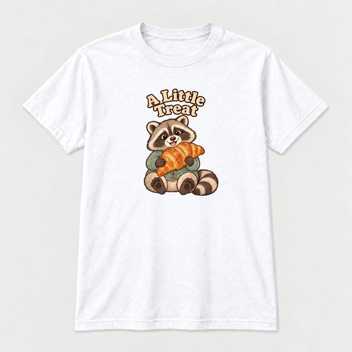 A Little Treat Raccoon — garment mockup or size chart