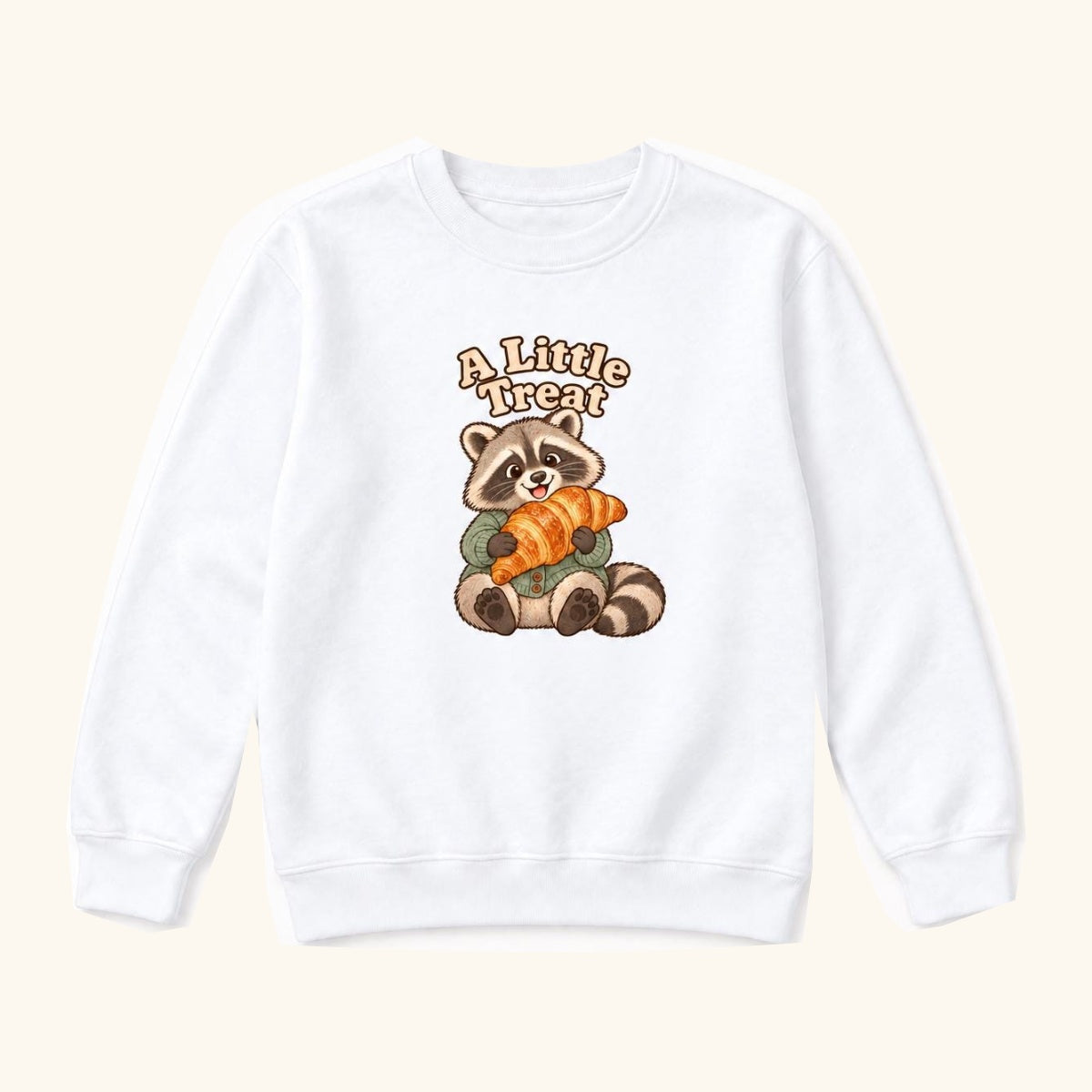 A Little Treat Raccoon — garment mockup or size chart