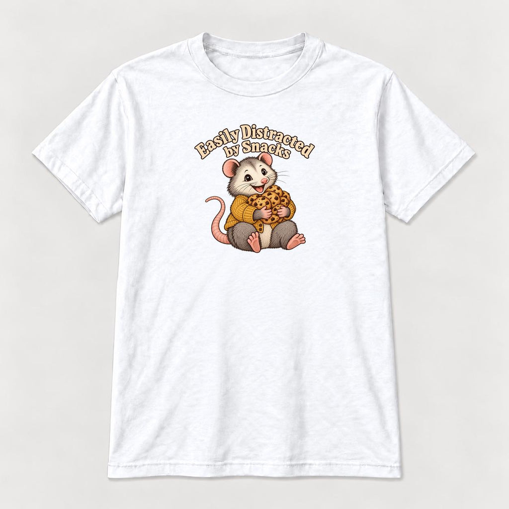 Easily Distracted By Snacks Possum — garment mockup or size chart