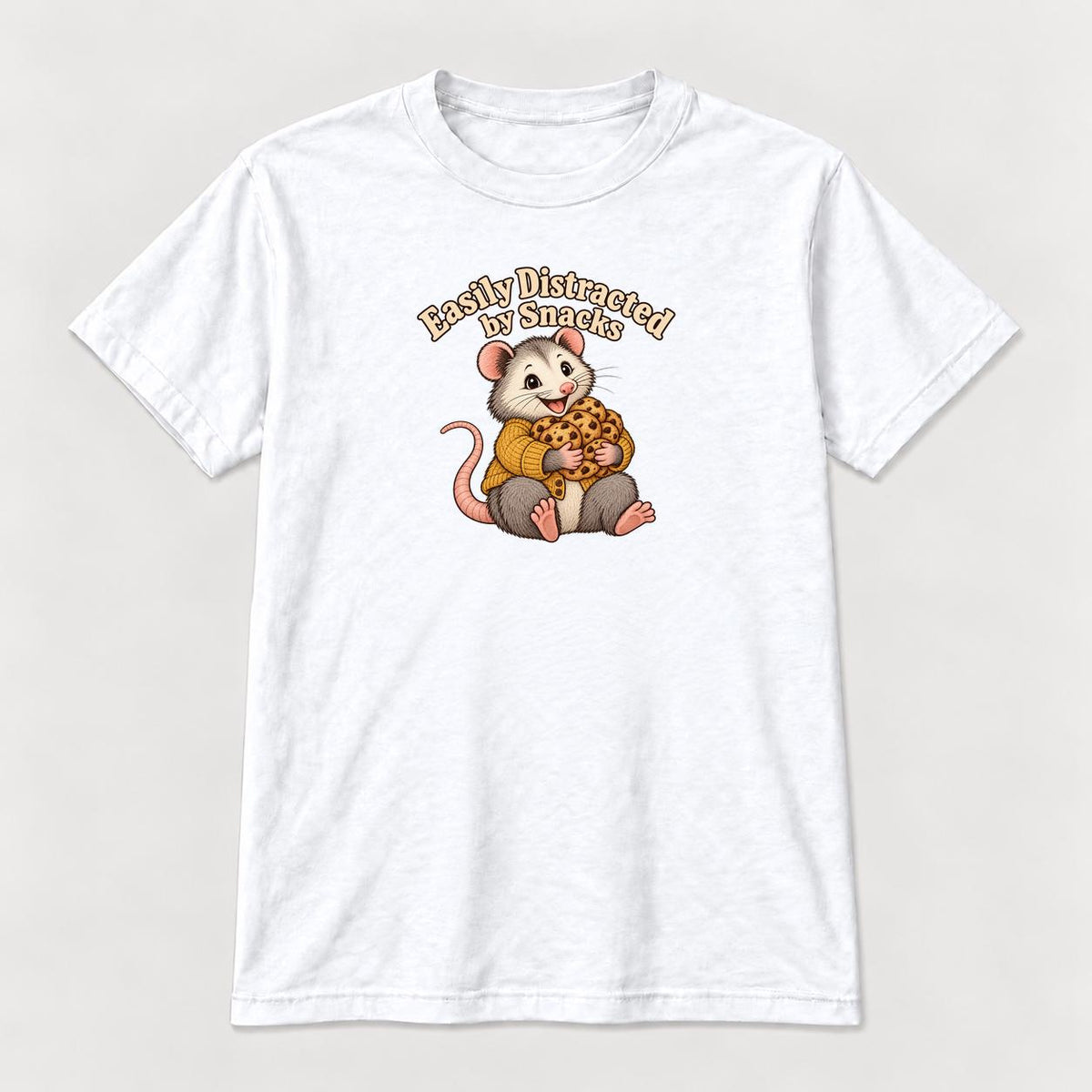 Easily Distracted By Snacks Possum — garment mockup or size chart