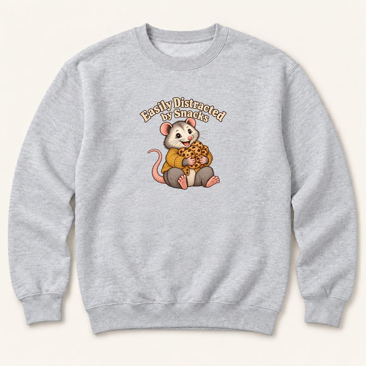 Easily Distracted By Snacks Possum — garment mockup or size chart
