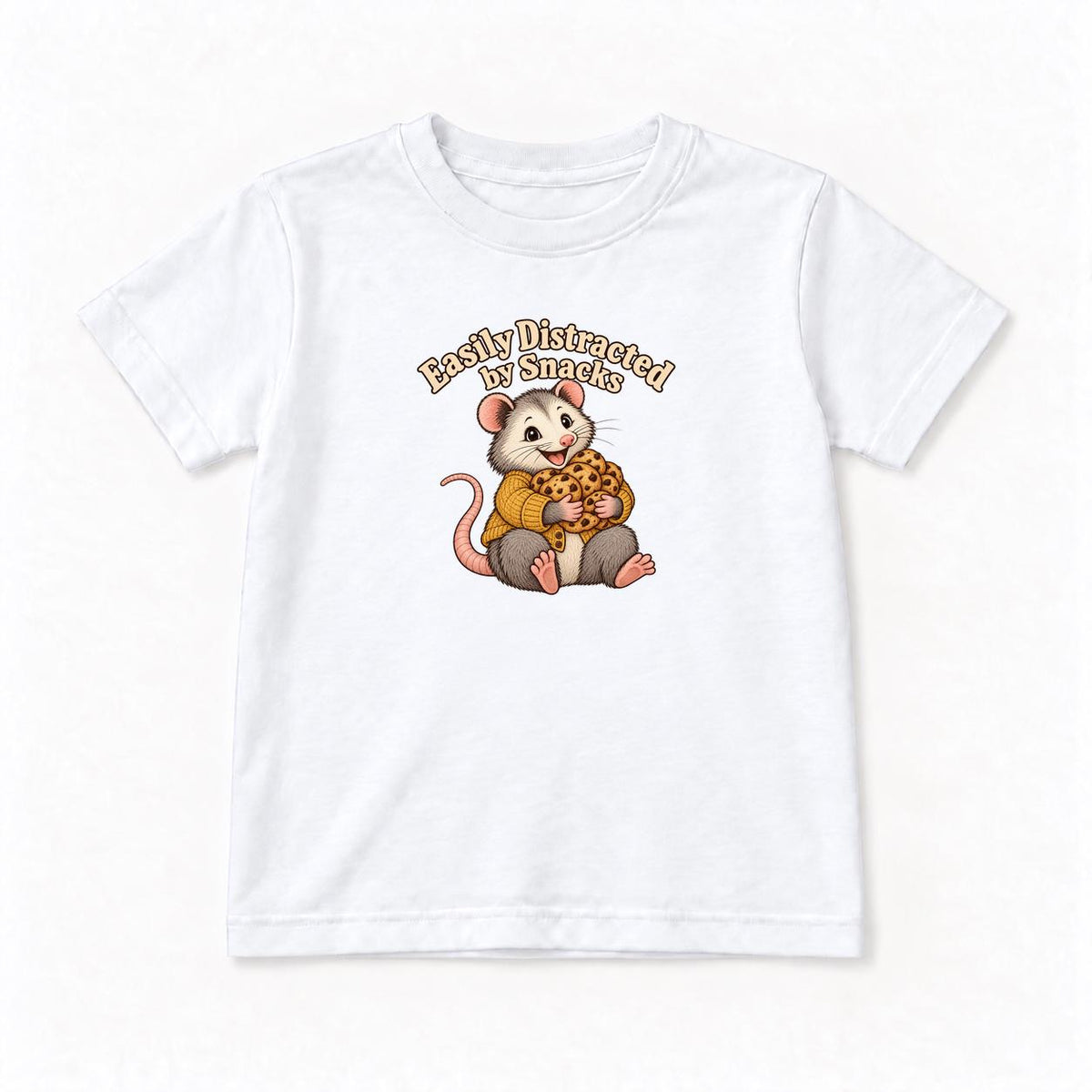 Easily Distracted By Snacks Possum — garment mockup or size chart