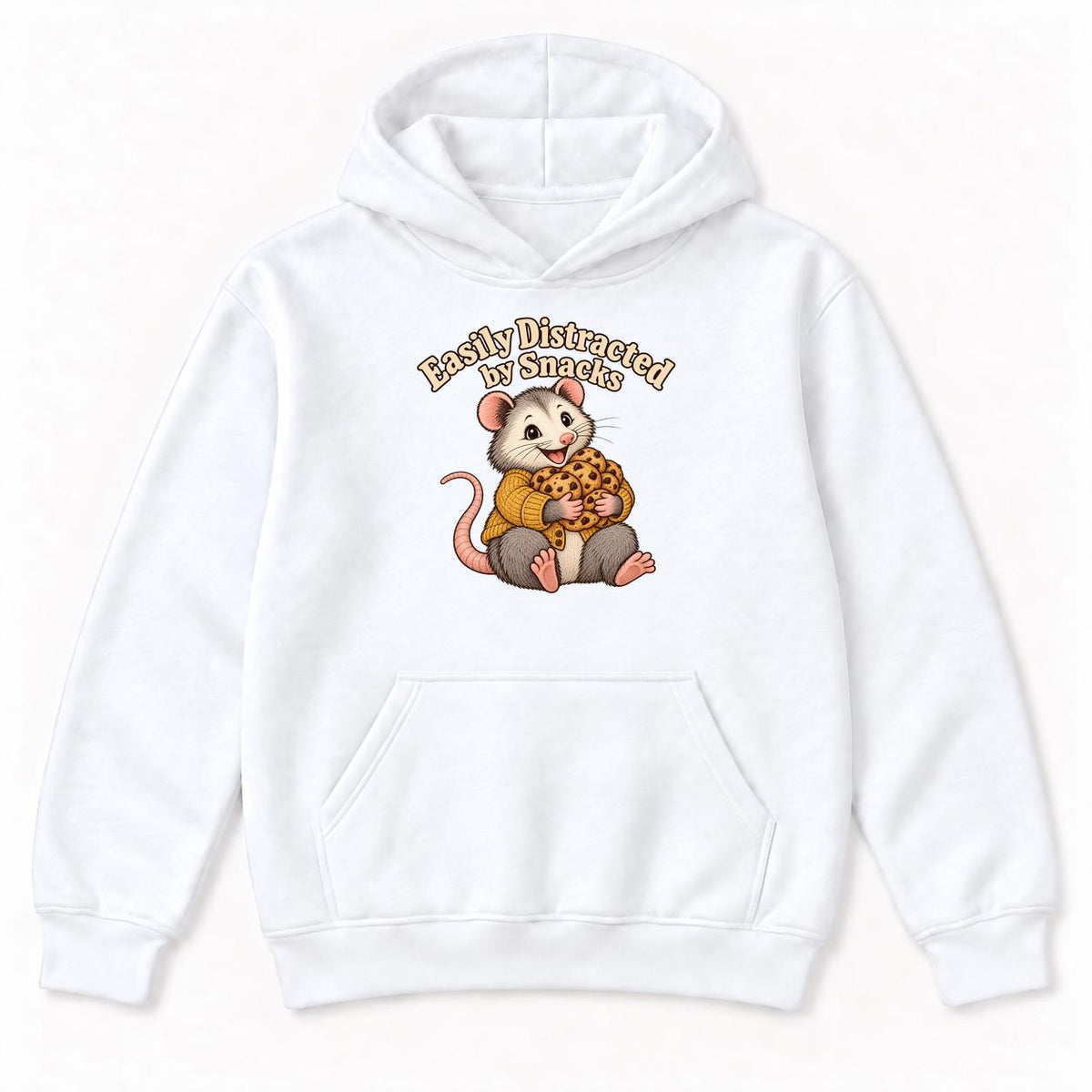 Easily Distracted By Snacks Possum — garment mockup or size chart