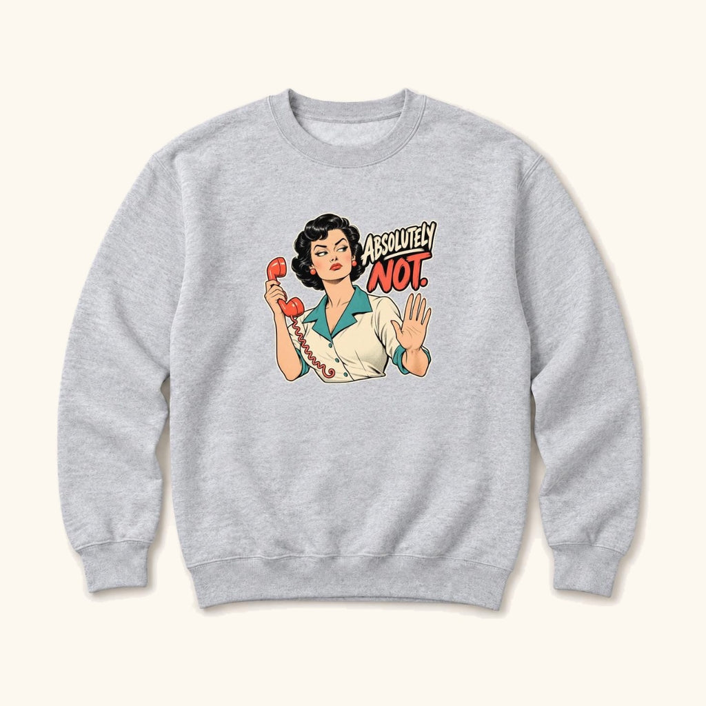 Absolutely Not Retro Comic Woman — garment mockup or size chart