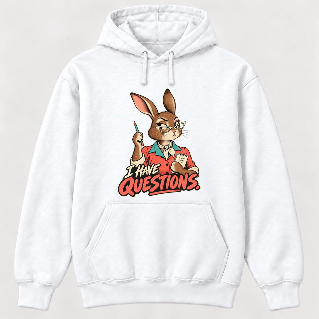 I Have Questions Rabbit — garment mockup or size chart