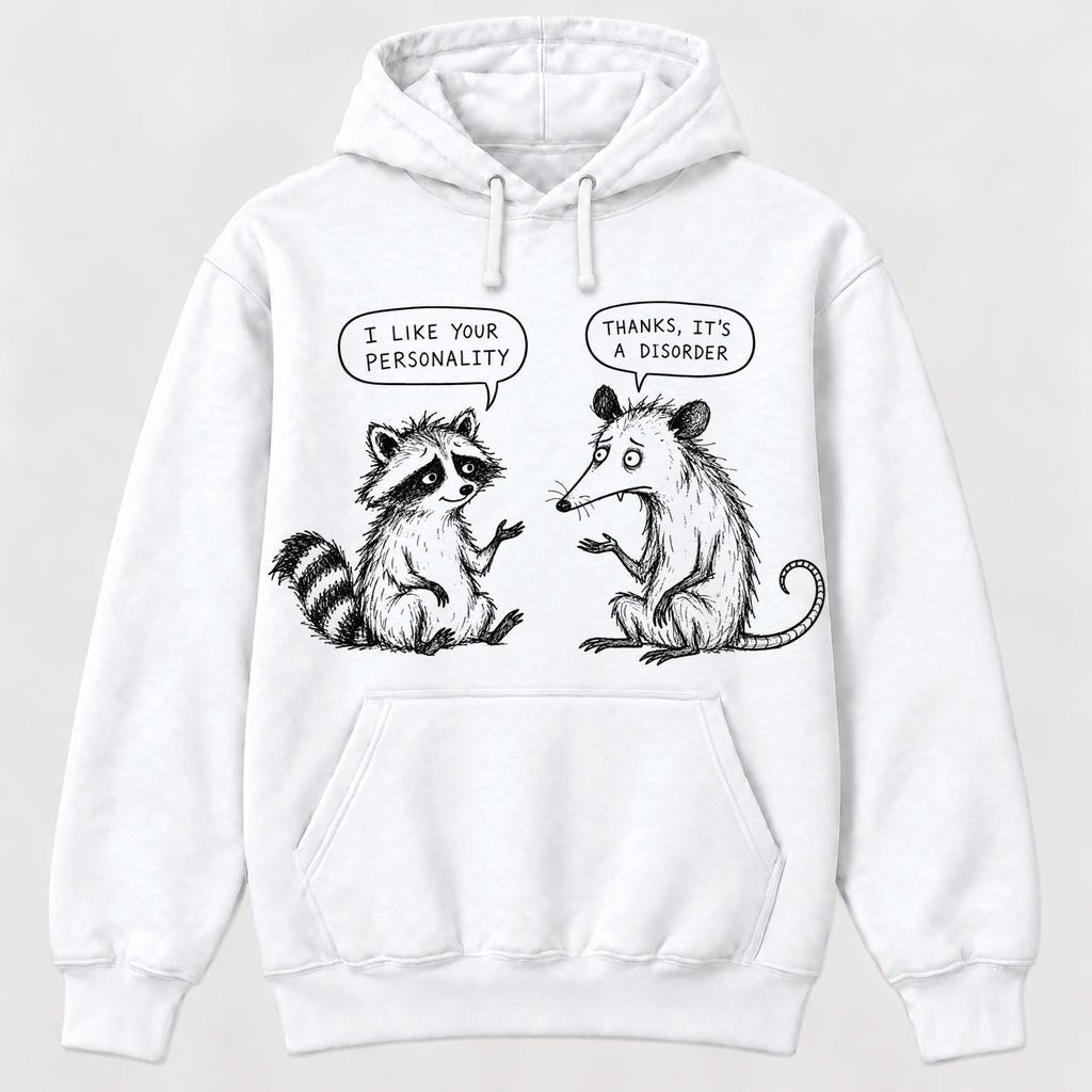 I Like Your Personality Raccoon Possum — garment mockup or size chart