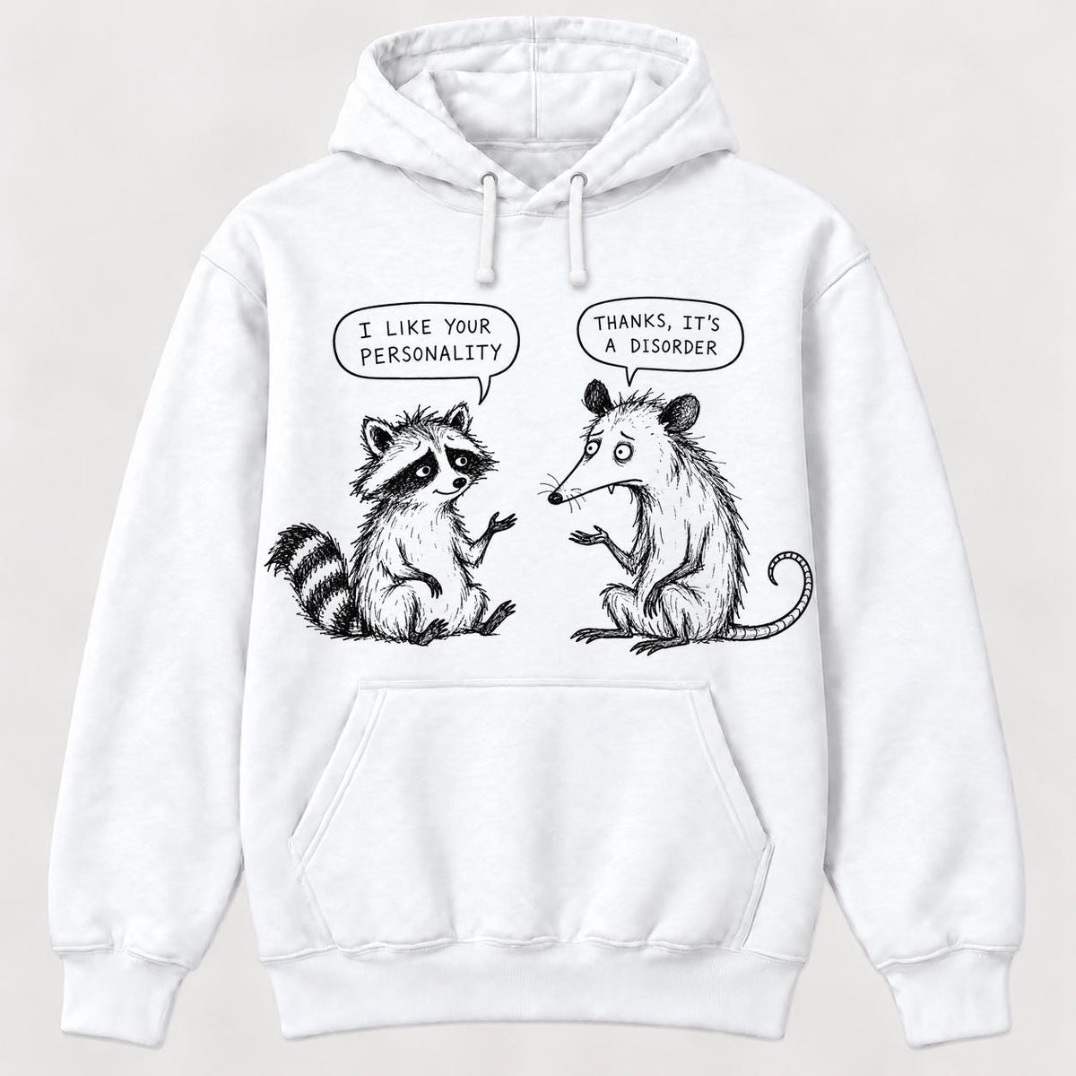 I Like Your Personality Raccoon Possum — garment mockup or size chart