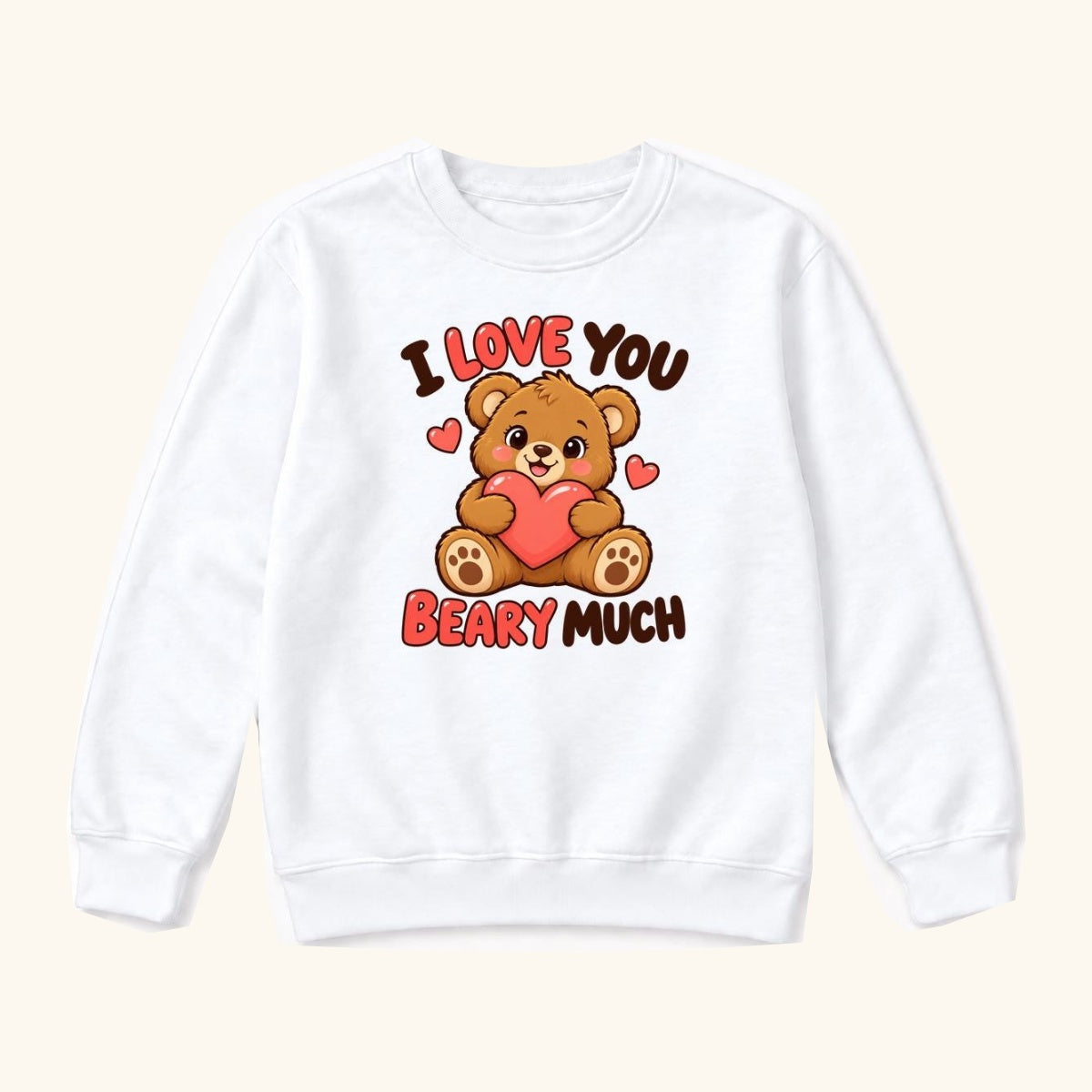 I Love You Beary Much — garment mockup or size chart