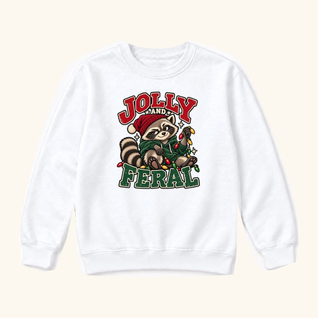 Jolly and Feral Raccoon Christmas Lights — garment mockup or size chart