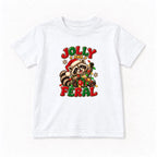 Jolly and Feral Santa Raccoon with Gift — garment mockup or size chart
